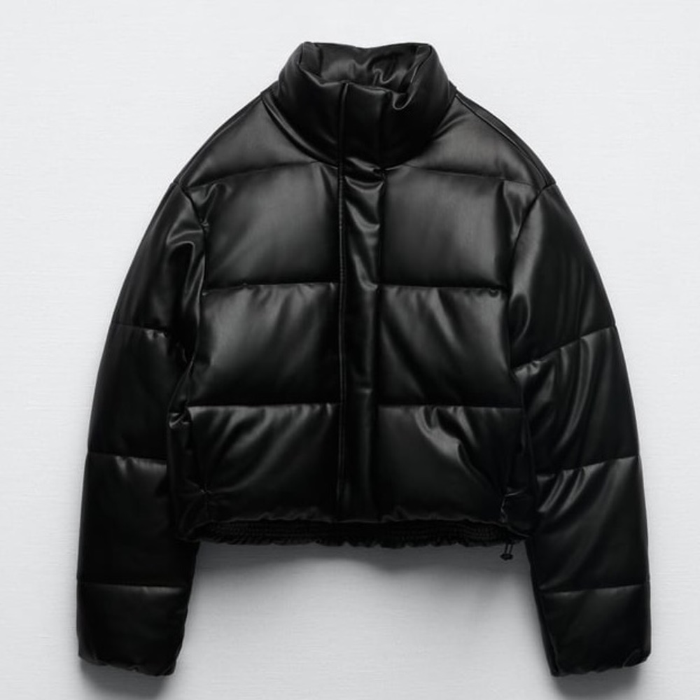 NWT ZARA faux leather puffer jacket - size XS